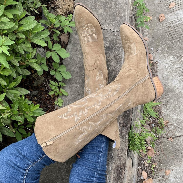Jehanne Embroidered Knee-High Western Boots