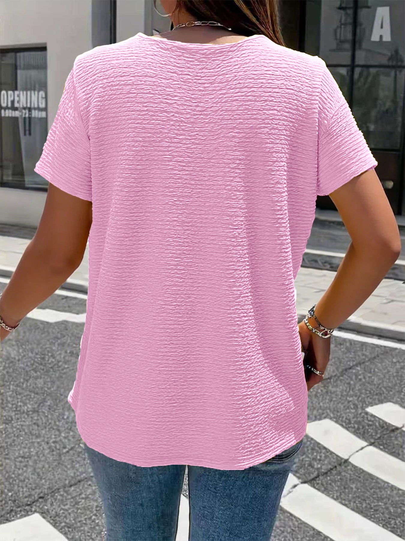 Etta Textured V-Neck Everyday Blouse