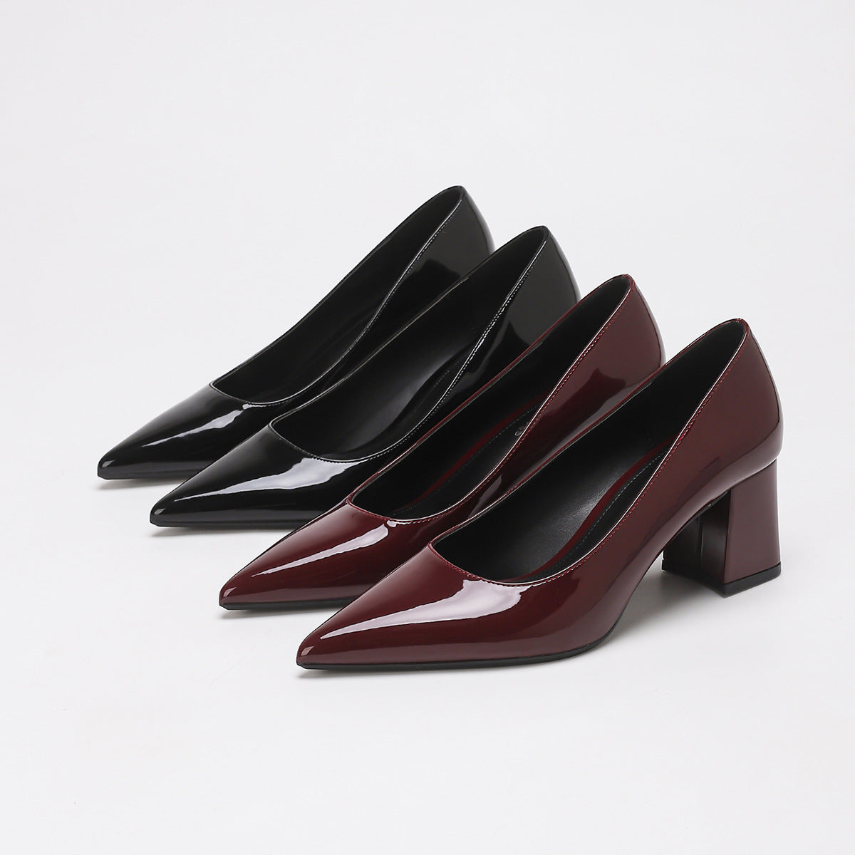 Margo & Main - black and burgundy patent pumps color range shown, US women's sizes