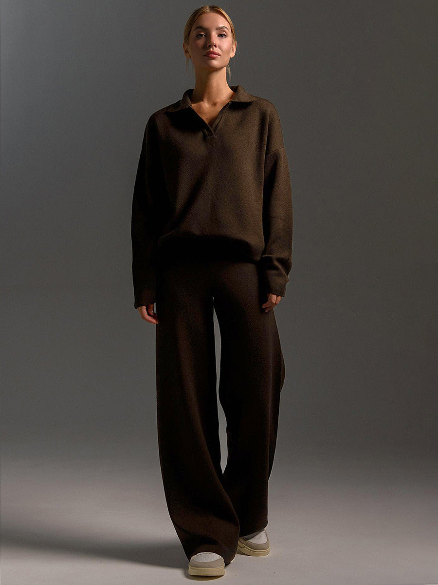 Valborg Polo Collar Knit Sweater and Pants Set