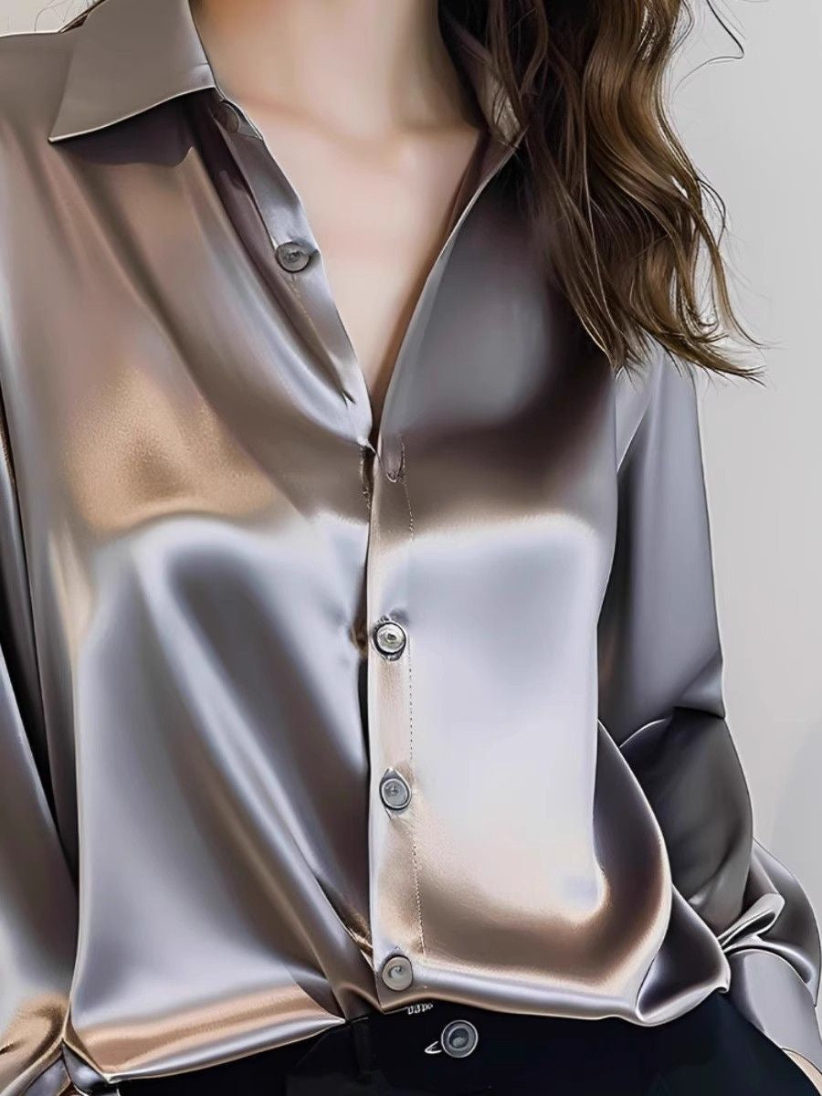 Amy Satin Button Shirt