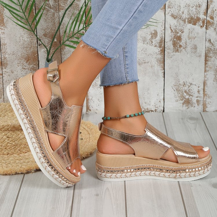 Margo & Main – women's comfort platform sandals, back view, US women's sizes