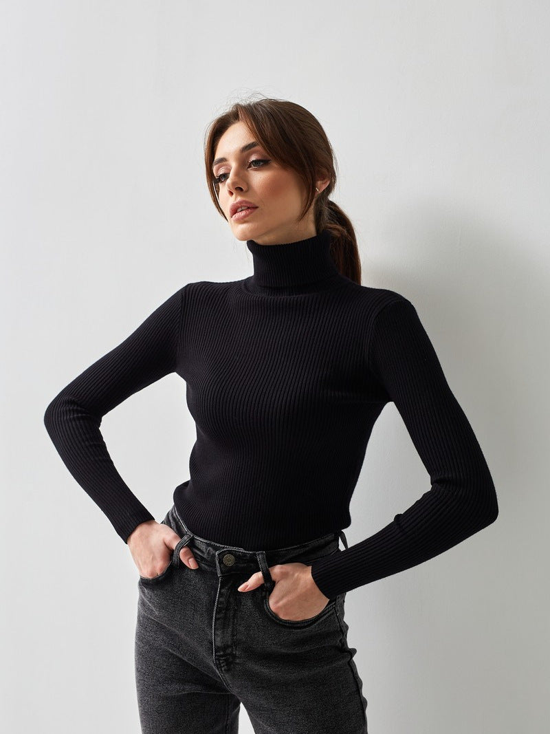 Margo & Main – cotton ribbed knit turtleneck sweater, additional view 12, US women's sizes