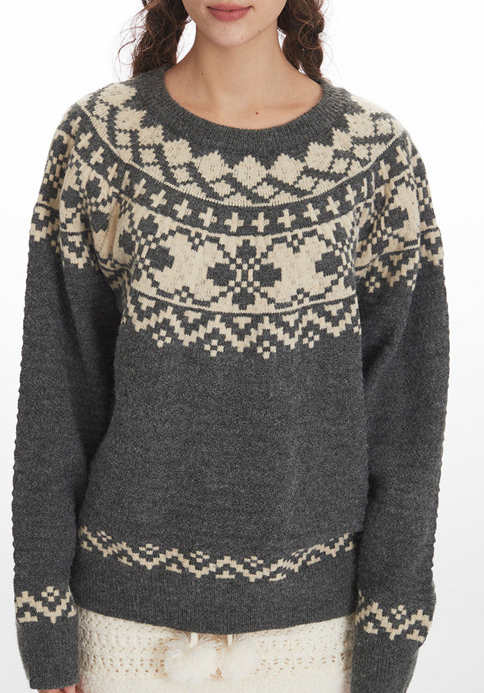 Rivka Fair Isle Yoke Crew Neck Sweater