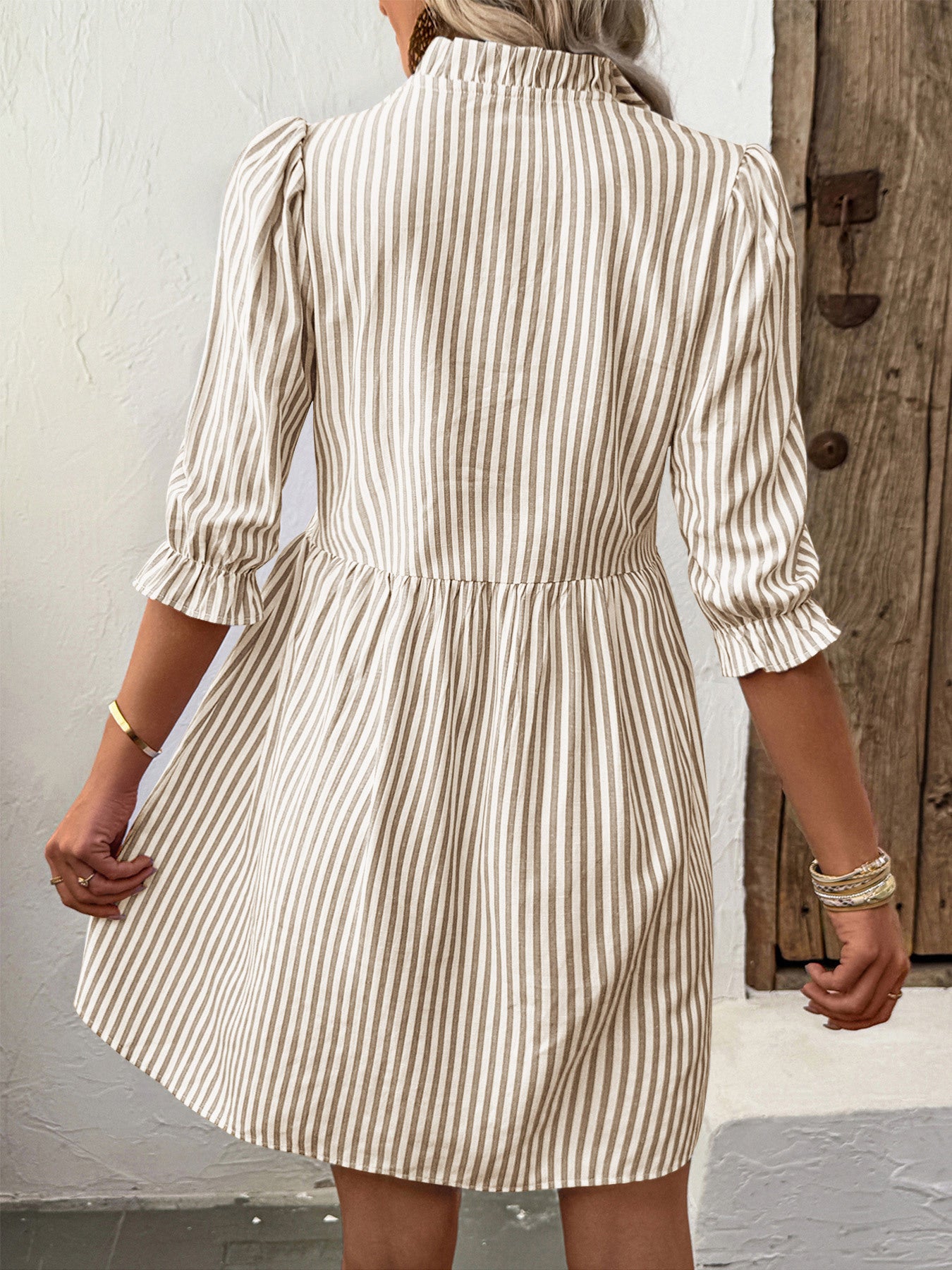 Rebecca Flattering A-Line Striped Dress
