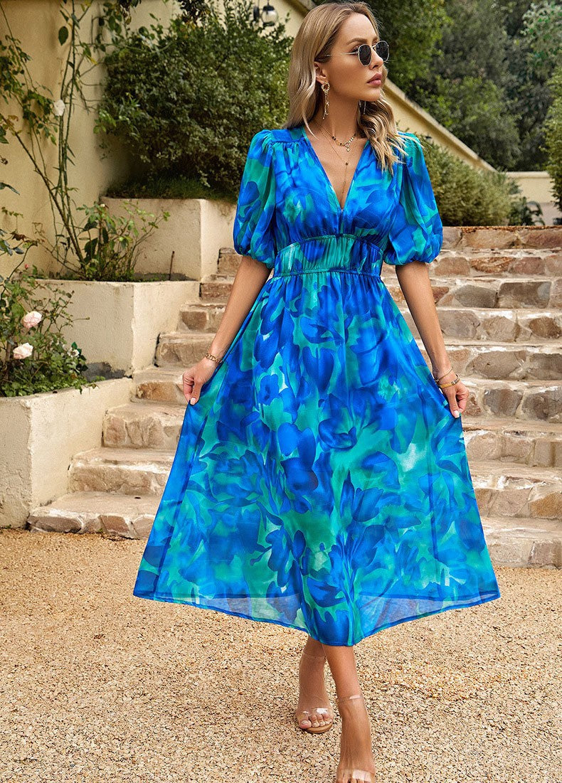 summer flowy midi dresses SOLEIL MIDI DRESS IN FLORAL TRAIL | CULT MIA