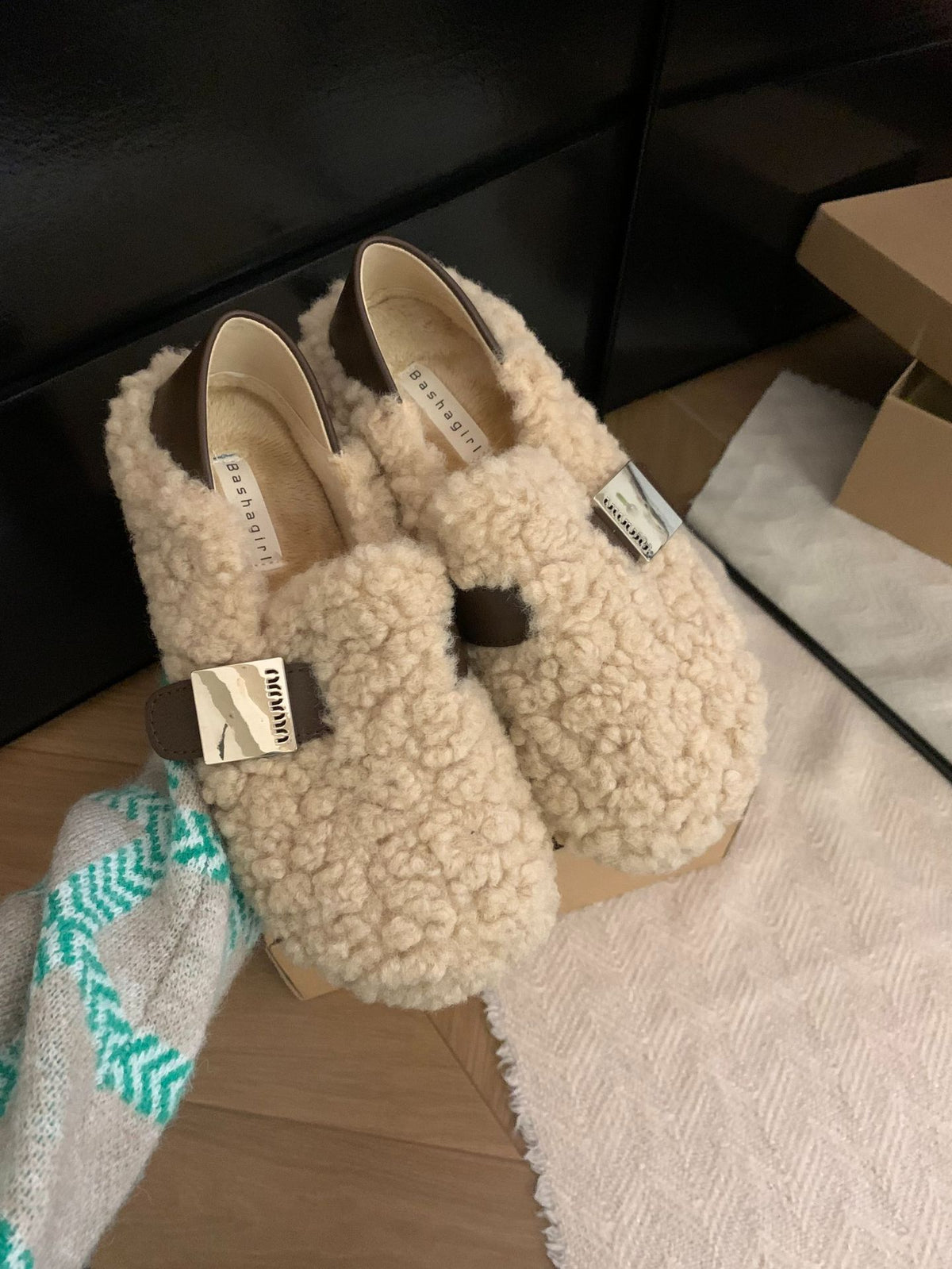 Olimpia Fleece-Lined Buckle Strap Loafers