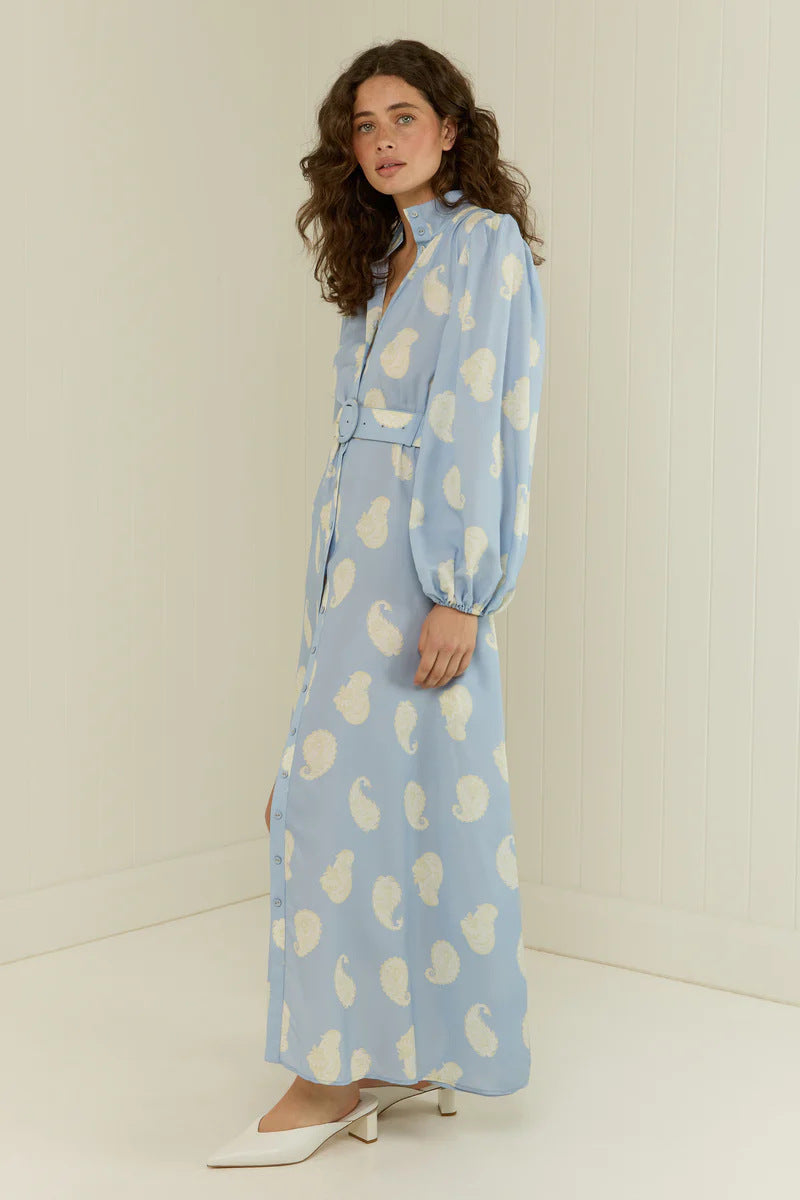 Rhoda Linen Floral Belted Shirt Dress