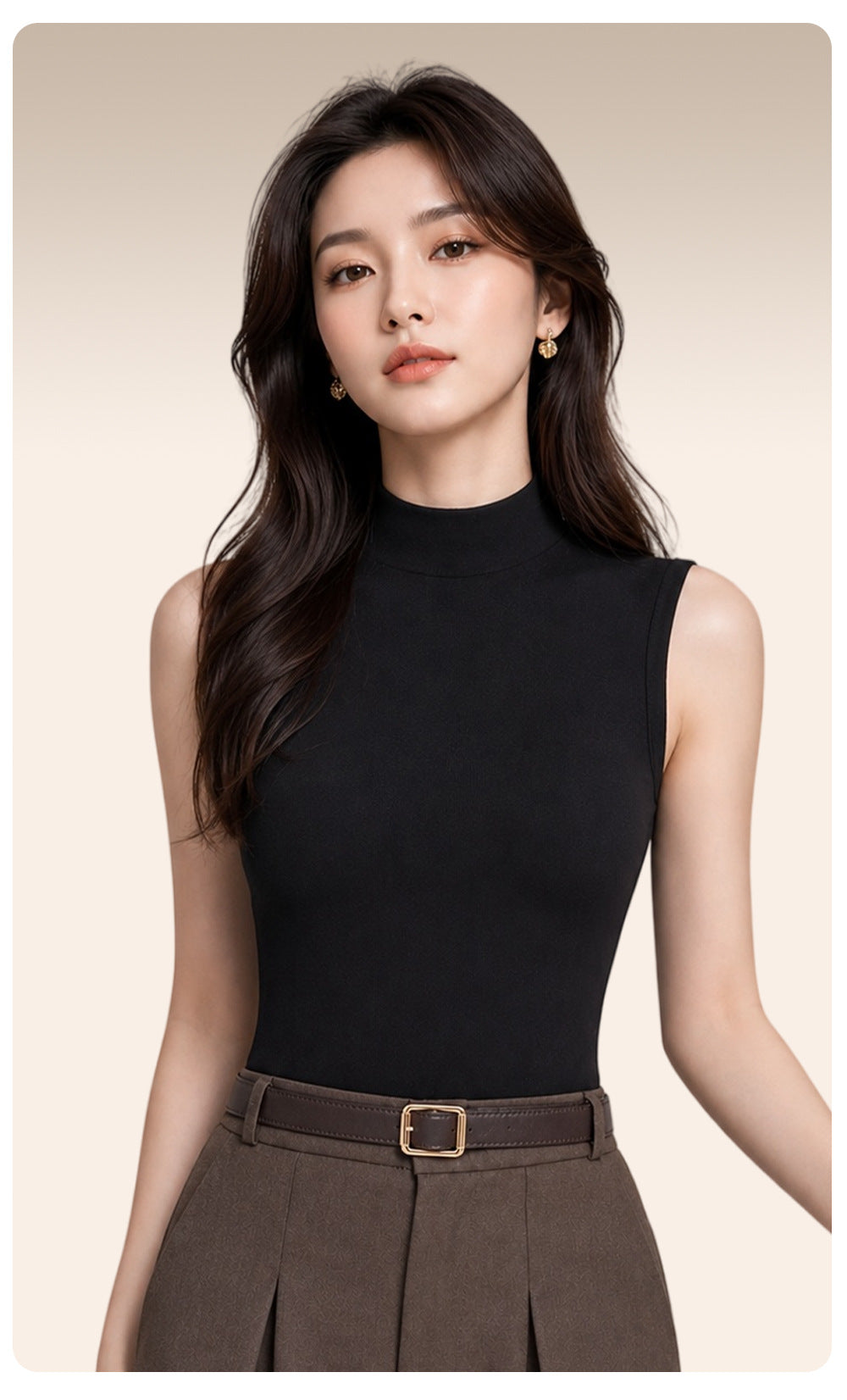 Fulvia Ribbed Mock Neck Sleeveless Knit Top