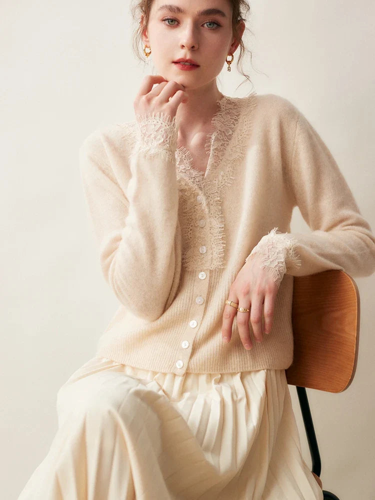 Amelia Cashmere Lace Cardigan