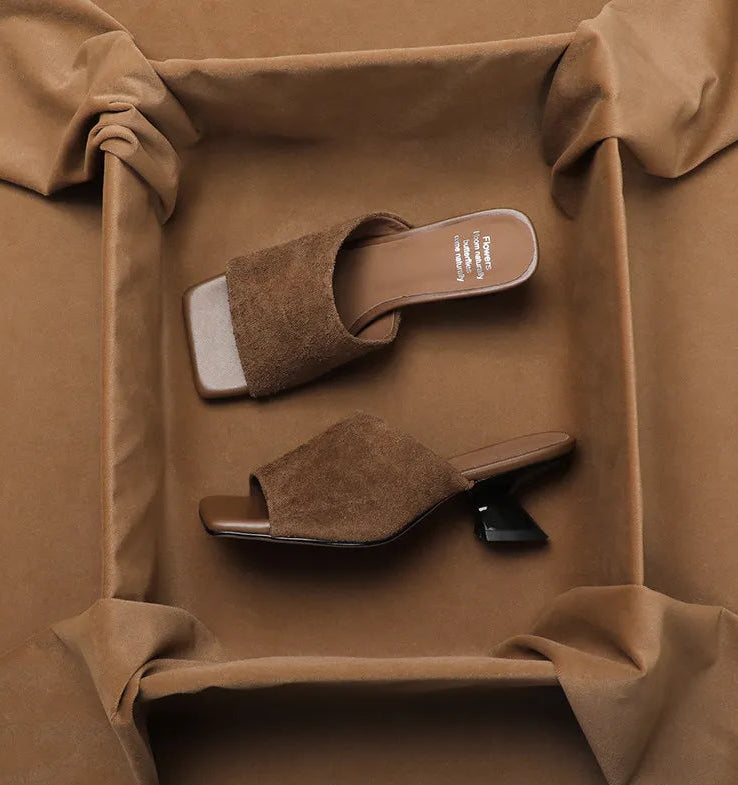 Allison Suede-Look Heeled Mules