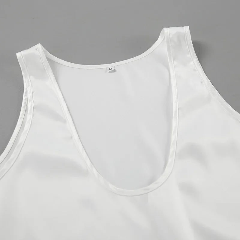 Lisa Satin V-Neck Tank Top