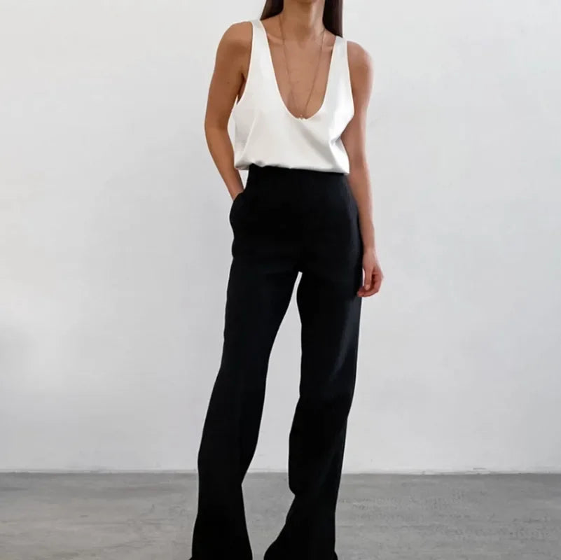 Lisa Satin V-Neck Tank Top