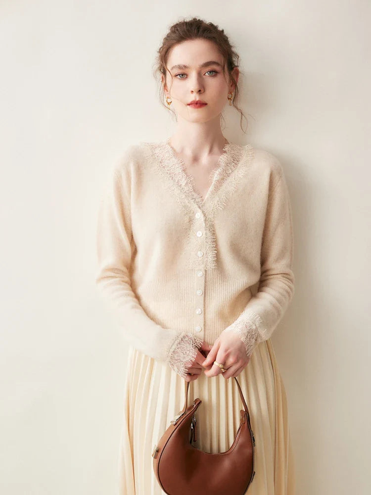 Amelia Cashmere Lace Cardigan