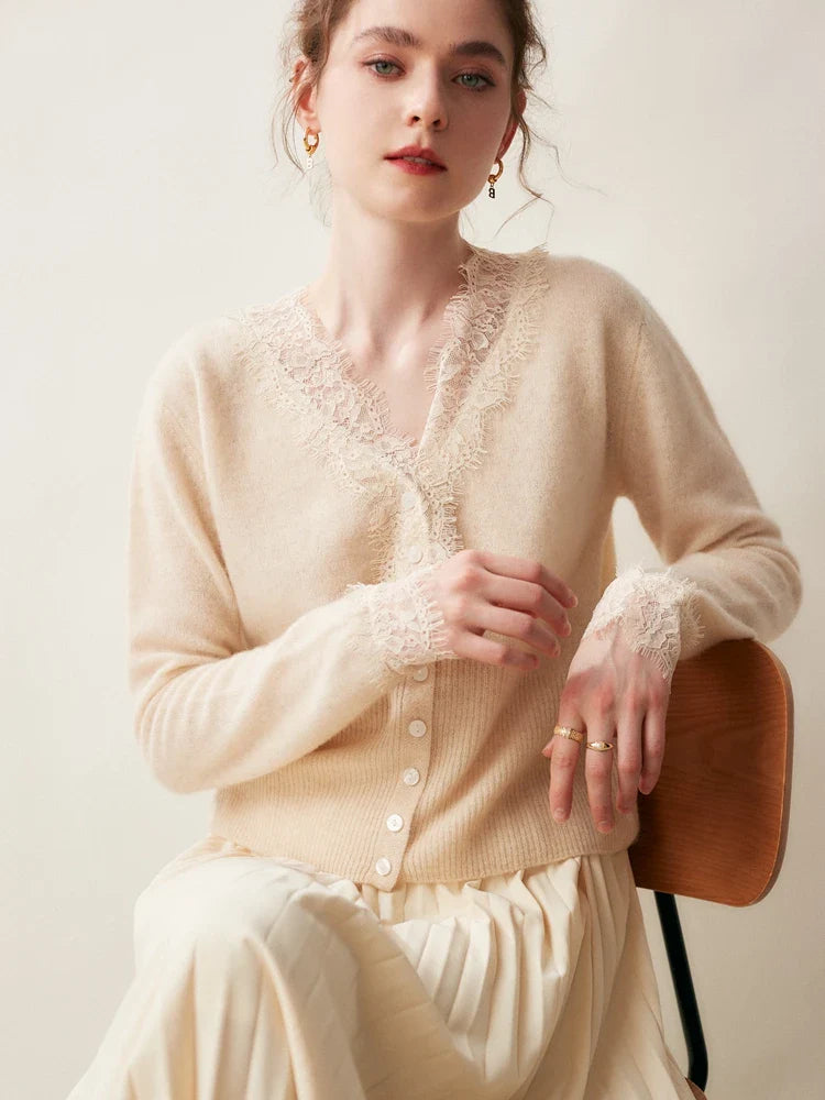 Amelia Cashmere Lace Cardigan