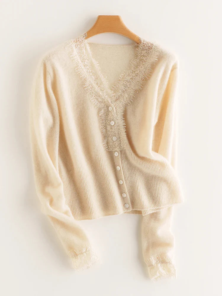 Amelia Cashmere Lace Cardigan