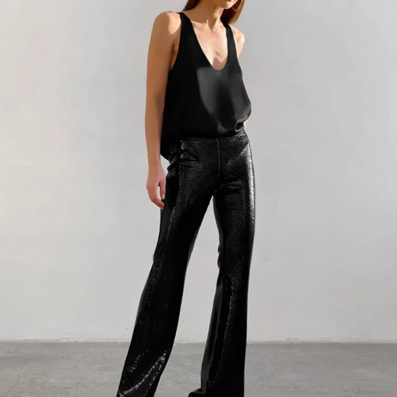 Lisa Satin V-Neck Tank Top