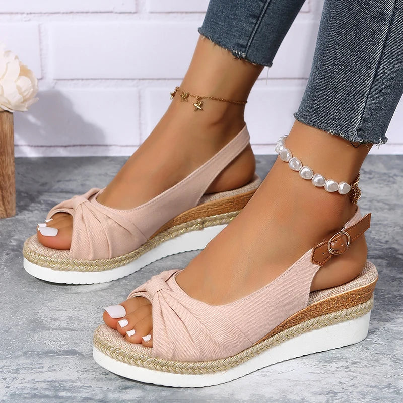 Martha Comfort Bow Wedge Sandals