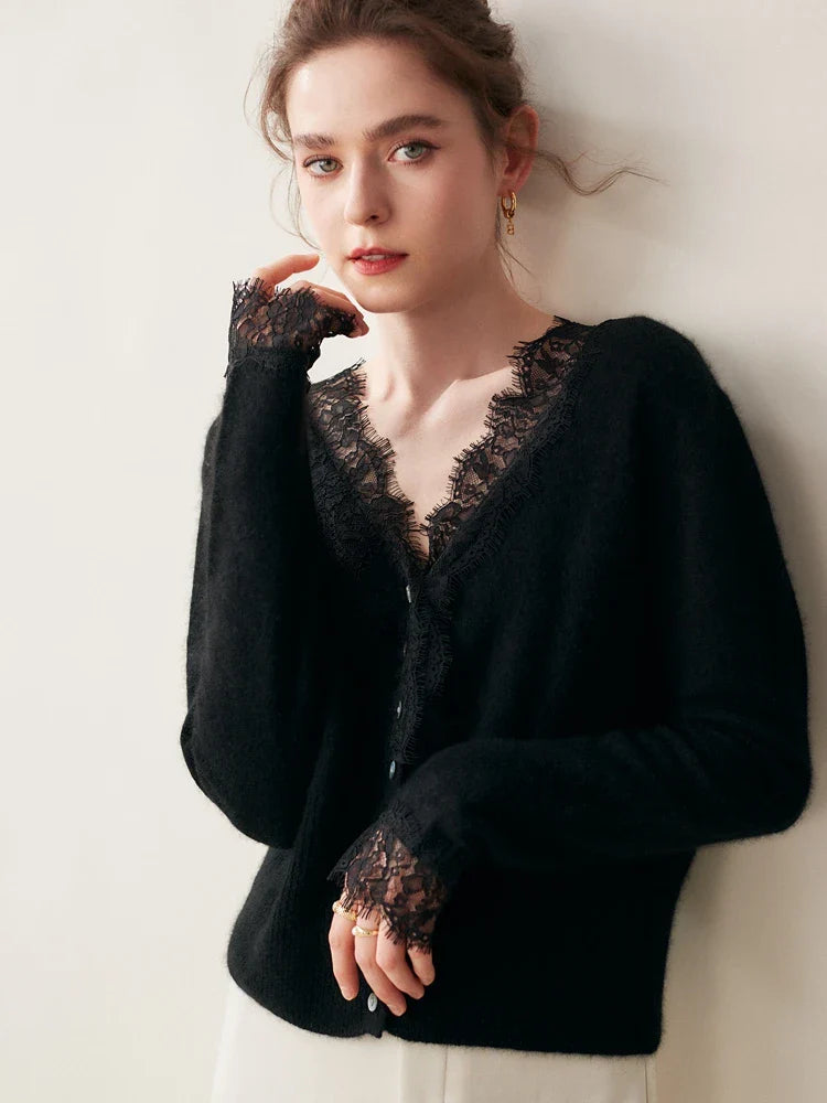 Amelia Cashmere Lace Cardigan