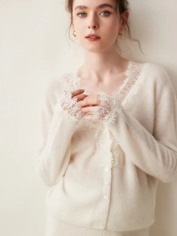 Amelia Cashmere Lace Cardigan