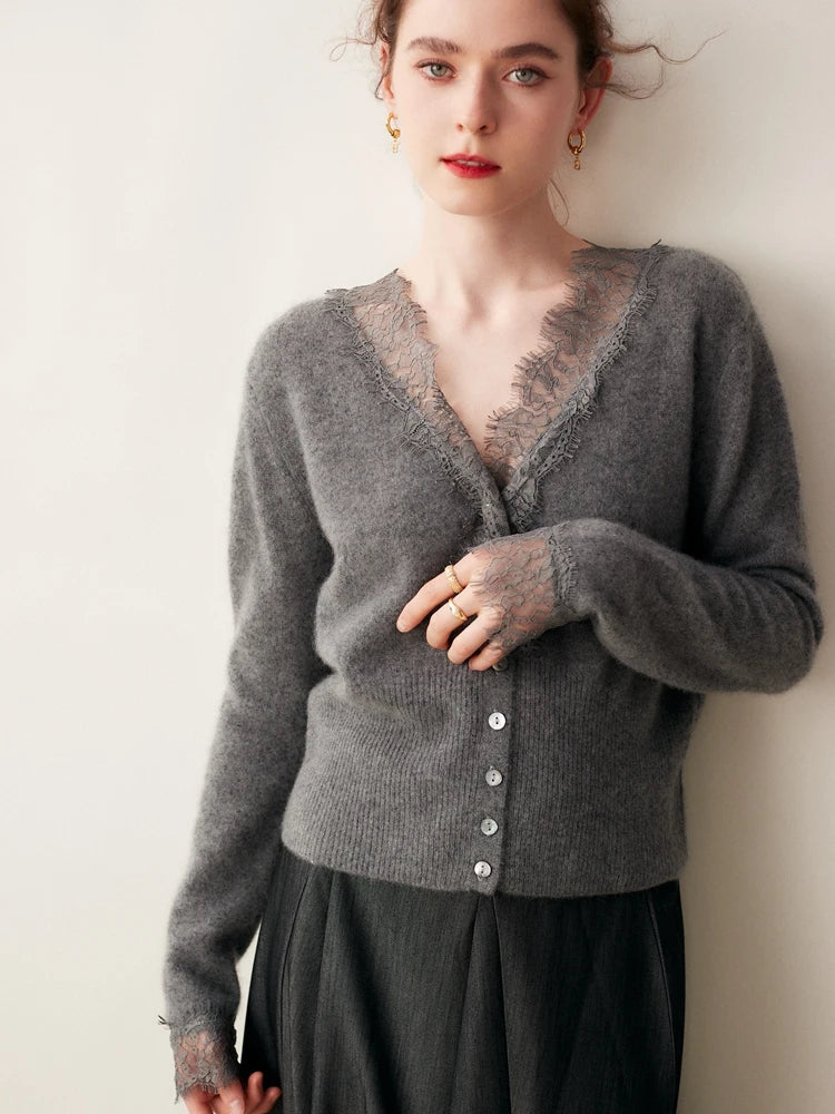 Amelia Cashmere Lace Cardigan
