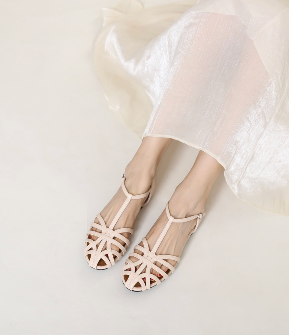 Camille Woven Ankle Strap Flats