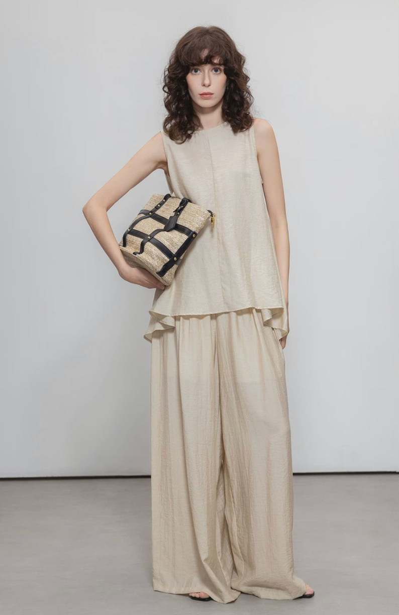 Alba Linen-Blend Sleeveless Top & Wide-Leg Pants Set