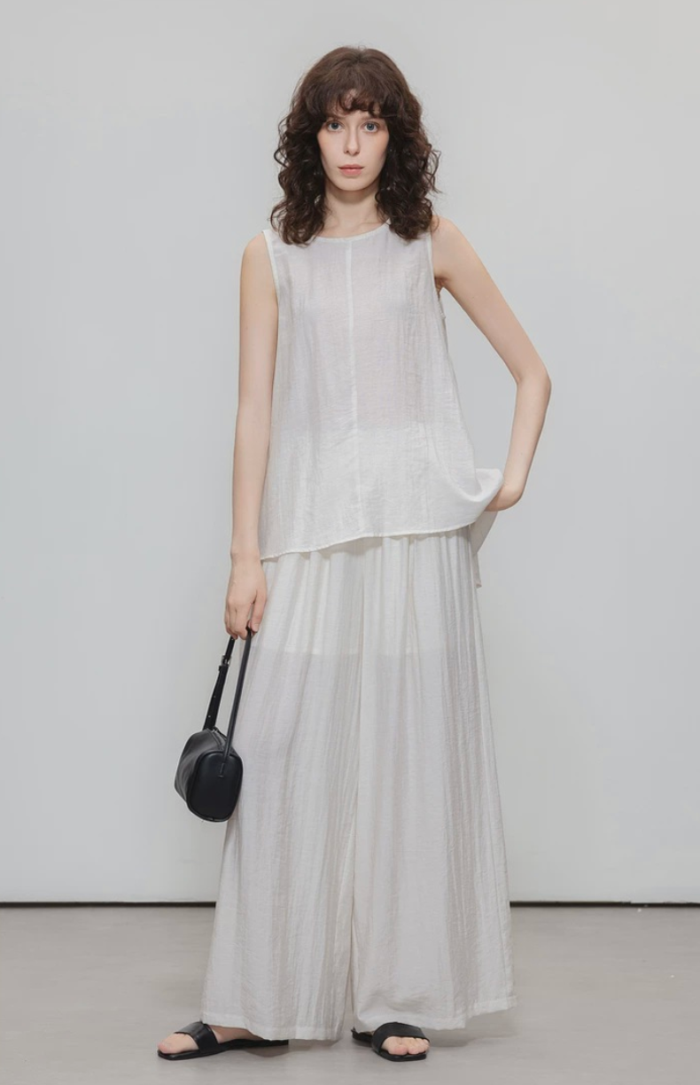 Alba Linen-Blend Sleeveless Top & Wide-Leg Pants Set