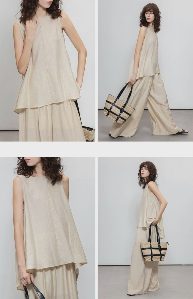 Alba Linen-Blend Sleeveless Top & Wide-Leg Pants Set
