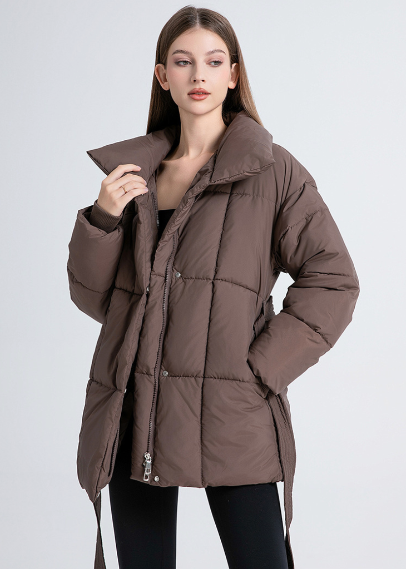 Gertrude Belted Stand Collar Puffer Jacket