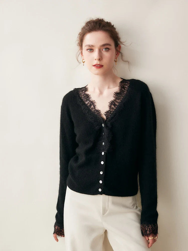 Amelia Cashmere Lace Cardigan