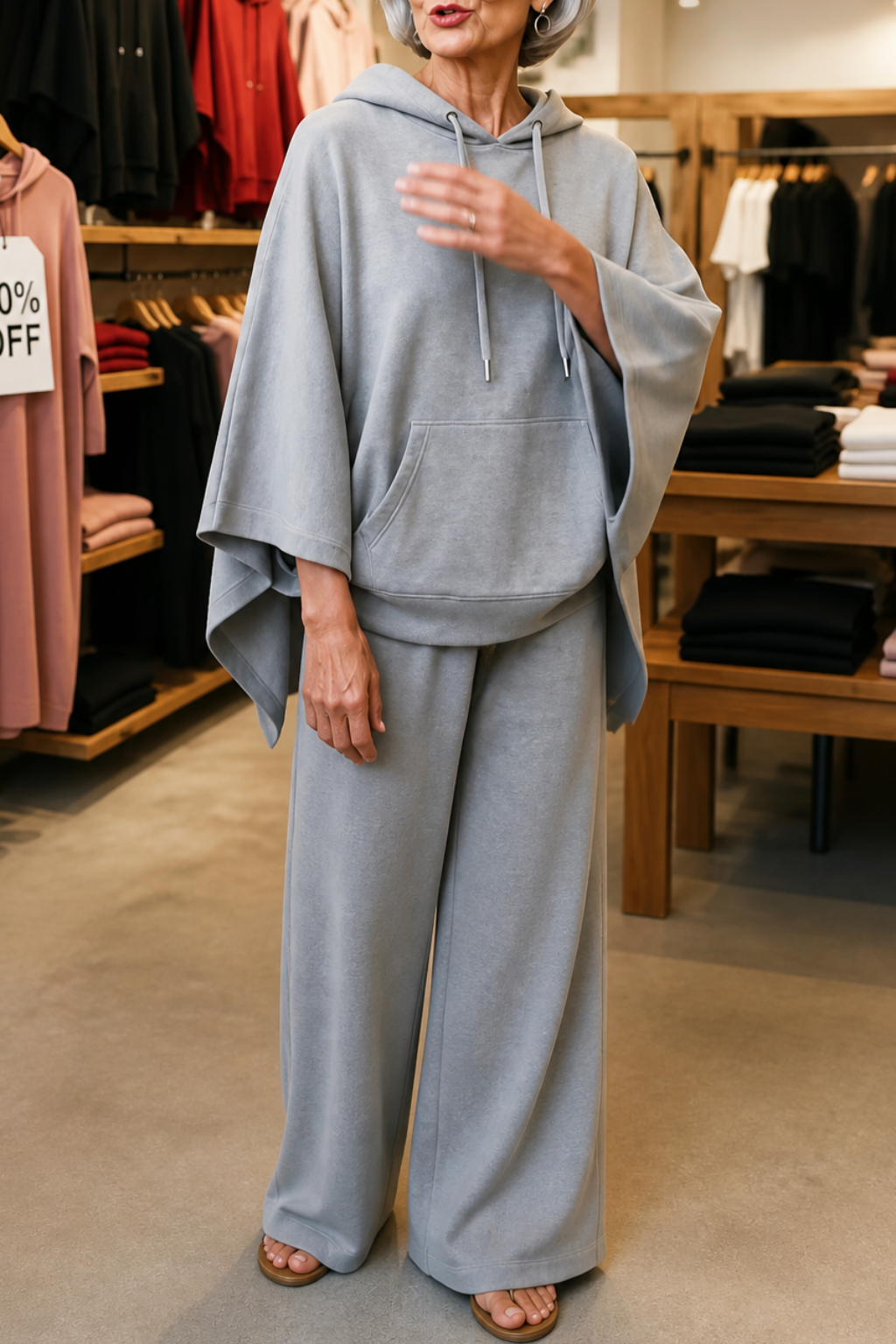 Philippa Hooded Cape and Wide Leg Pants Set
