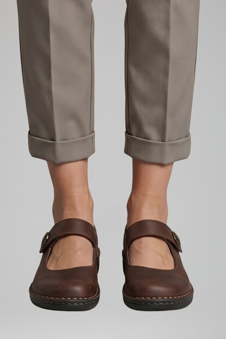 Margo & Main – Brown leather Mary Jane flats with an adjustable buckle, US women's sizes