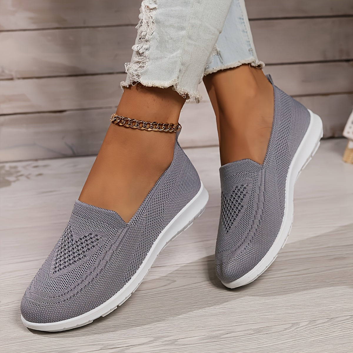 Margo & Main – breathable knit slip-on walking shoes, back view, US women's sizes