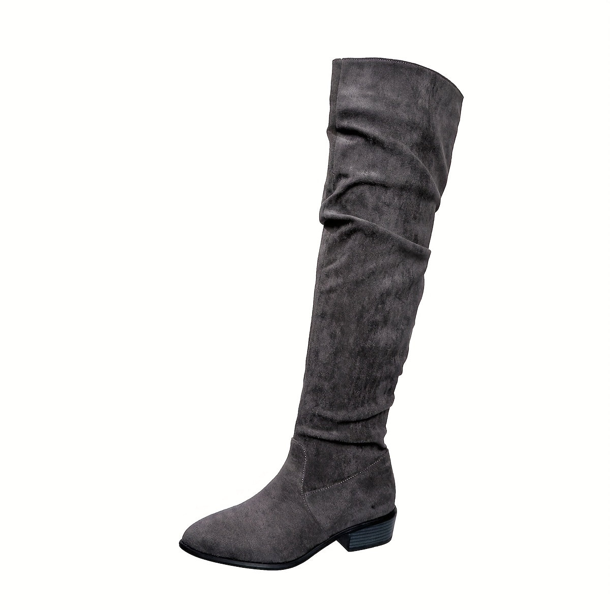 Margo & Main – gray slouchy suede knee boot single boot showing the shaft, US women’s sizes