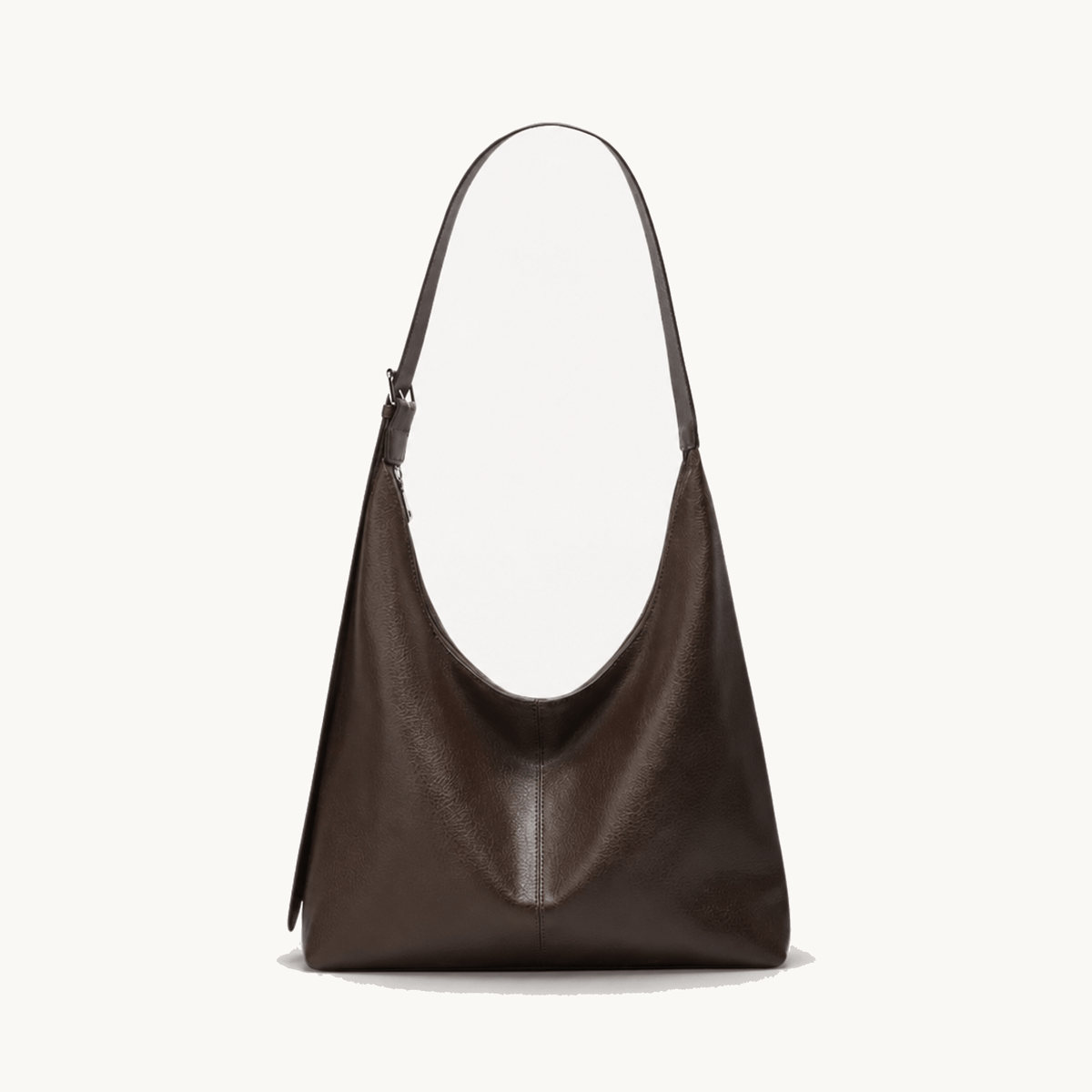 Margo & Main – Elspeth dark brown hobo shoulder bag, studio view on a light background