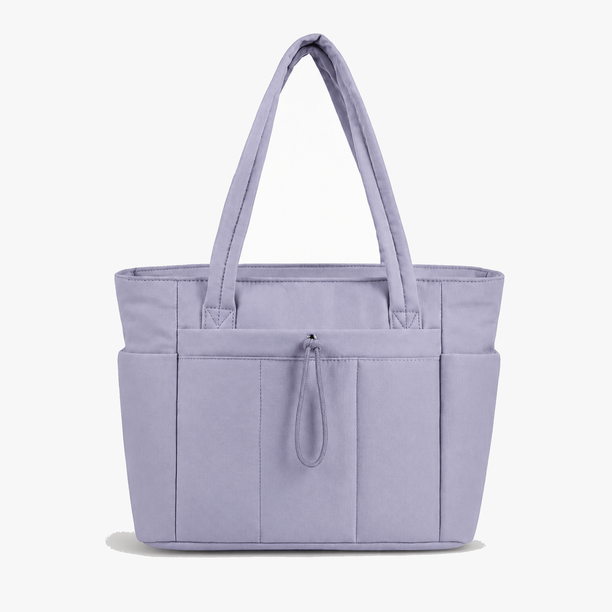 Margo & Main – Tova purple quilted nylon tote, studio product view on a plain background