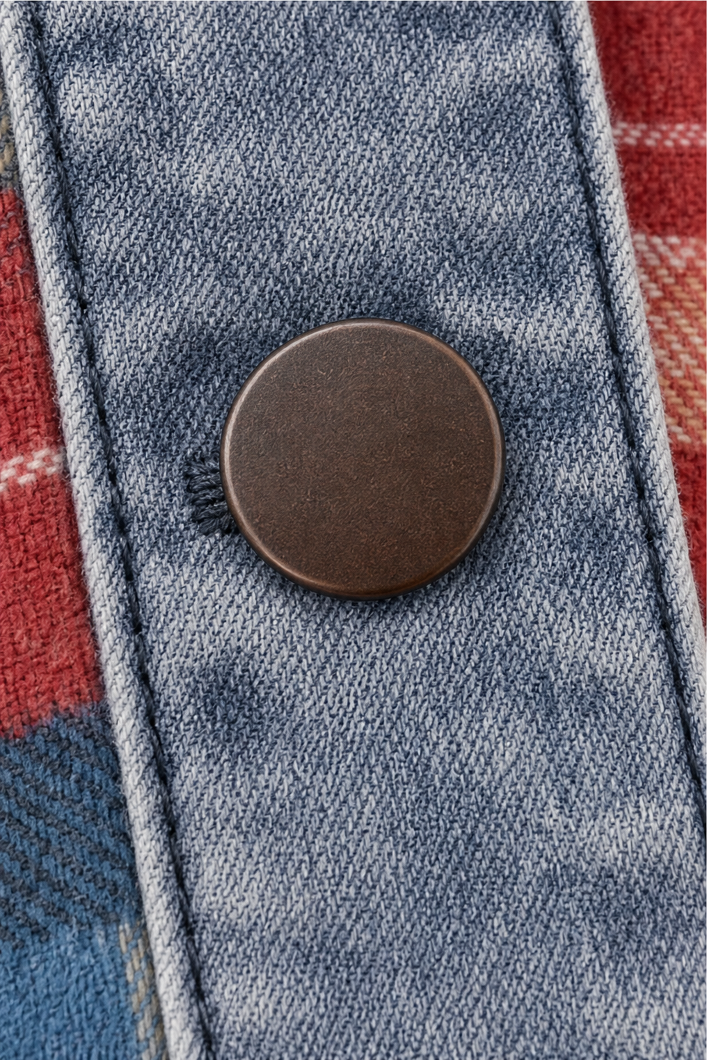 Corliss Hooded Plaid Shacket with Denim Trim
