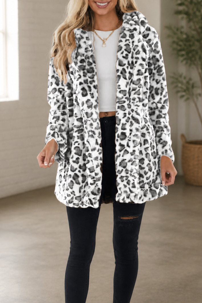 Berenice Leopard Faux Fur Longline Coat