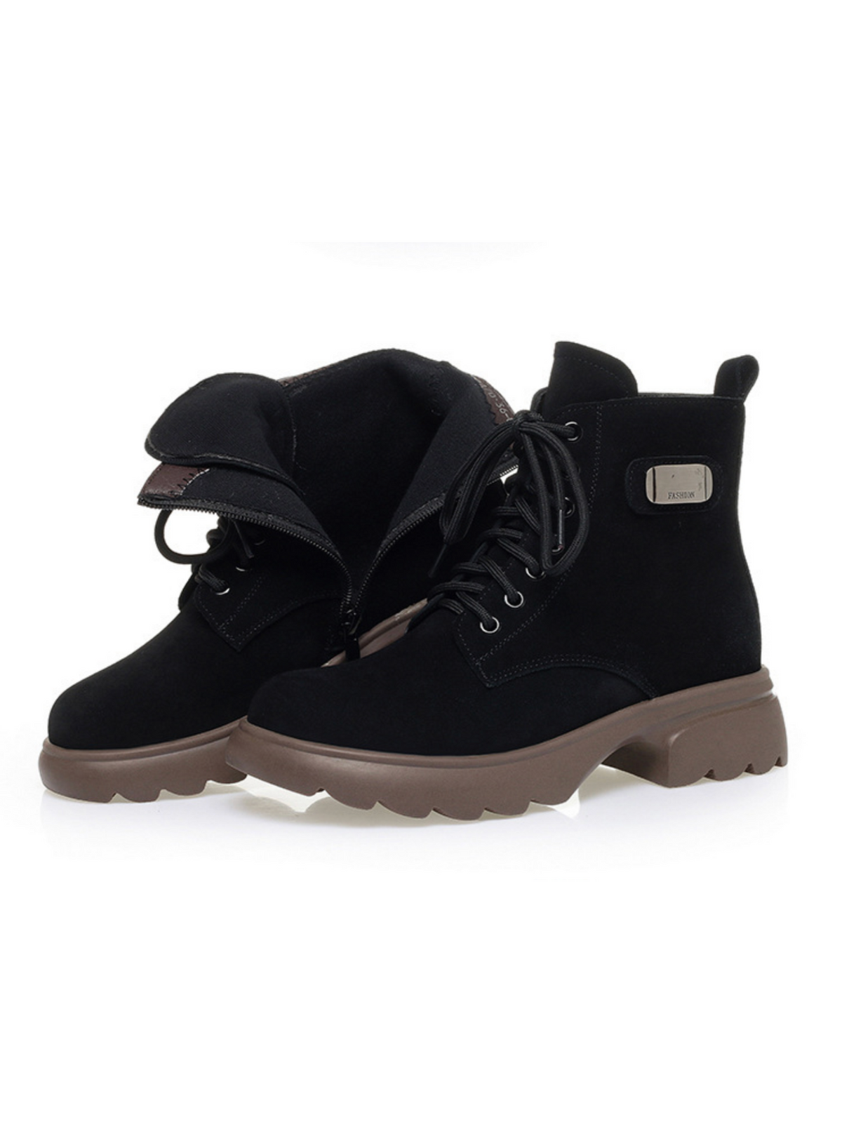 Endellion Lace-Up Side-Zip Combat Boots