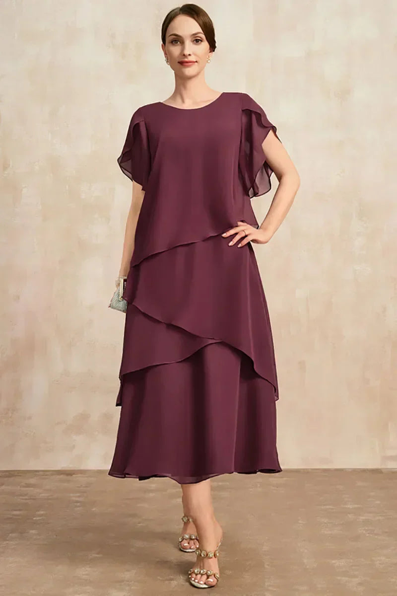 Marielle Layered Chiffon Midi Dress