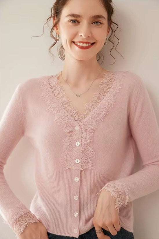 Amelia Cashmere Lace Cardigan