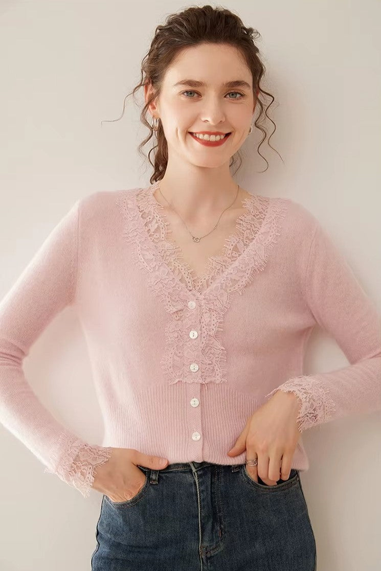Amelia Cashmere Lace Cardigan