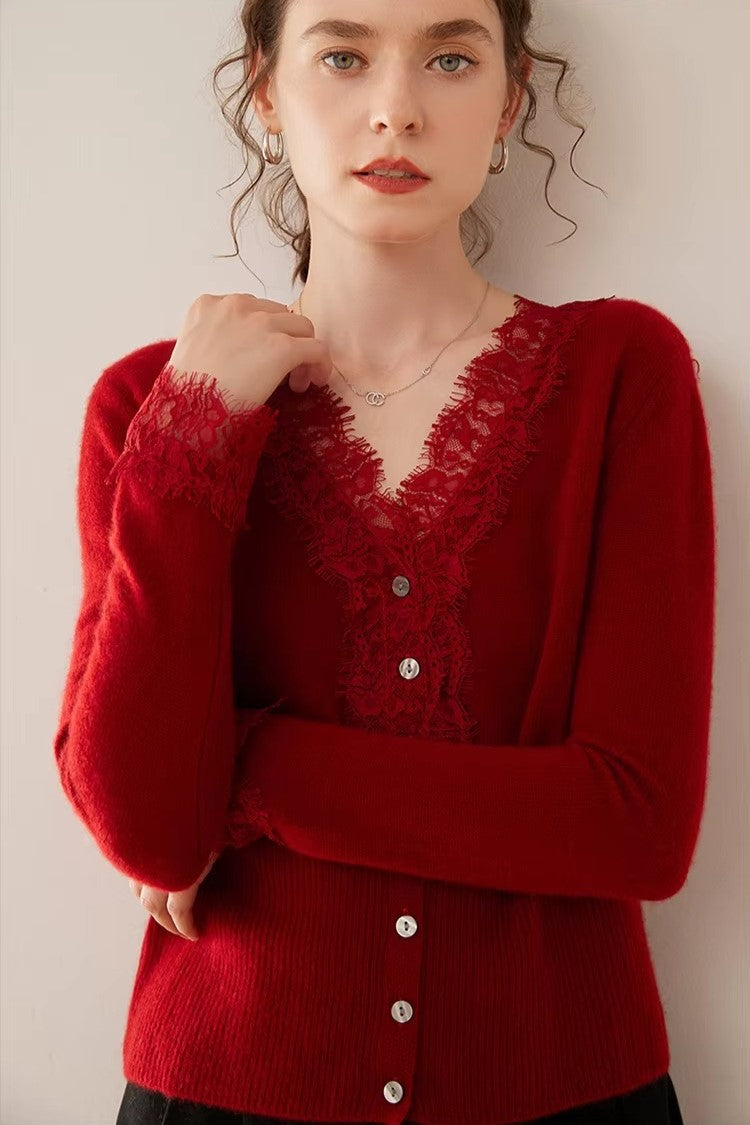 Amelia Cashmere Lace Cardigan