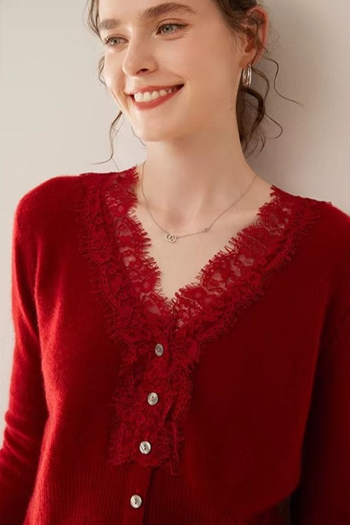 Amelia Cashmere Lace Cardigan
