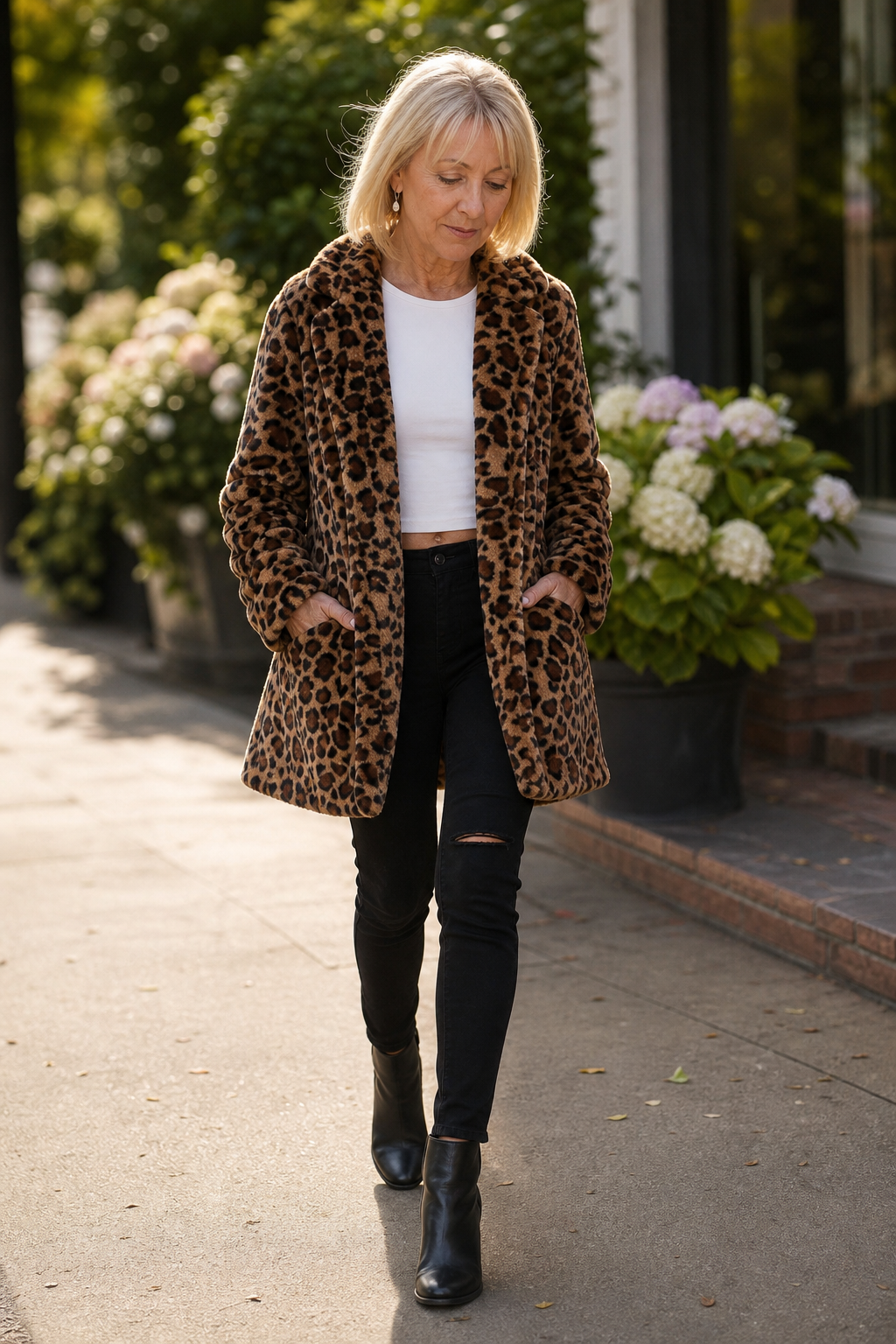 Berenice Leopard Faux Fur Longline Coat