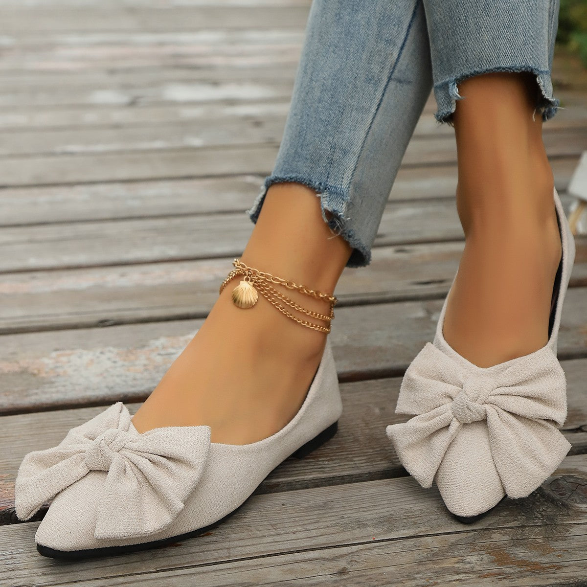 Doris Bow Detail Ballet Flats