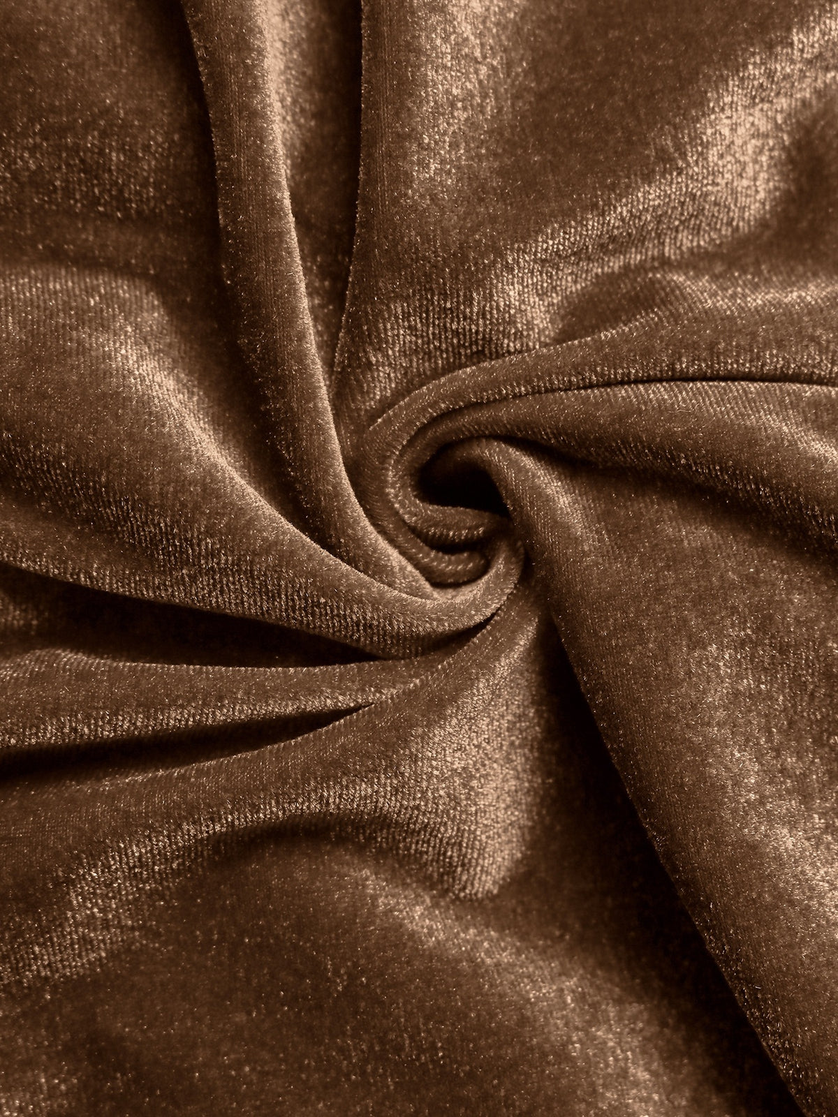 Margo & Main chocolate velvet midi dress — close-up of the soft sheen of the velvet fabric