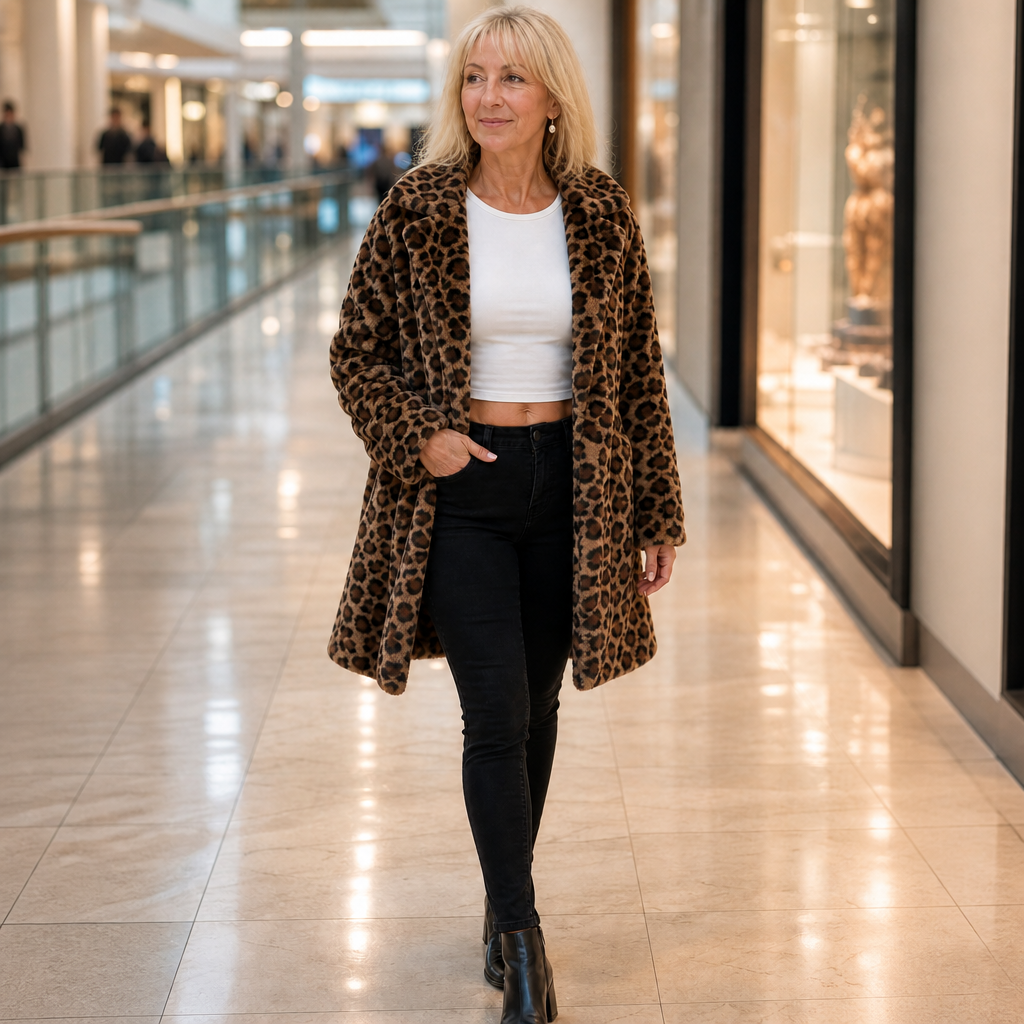 Berenice Leopard Faux Fur Longline Coat