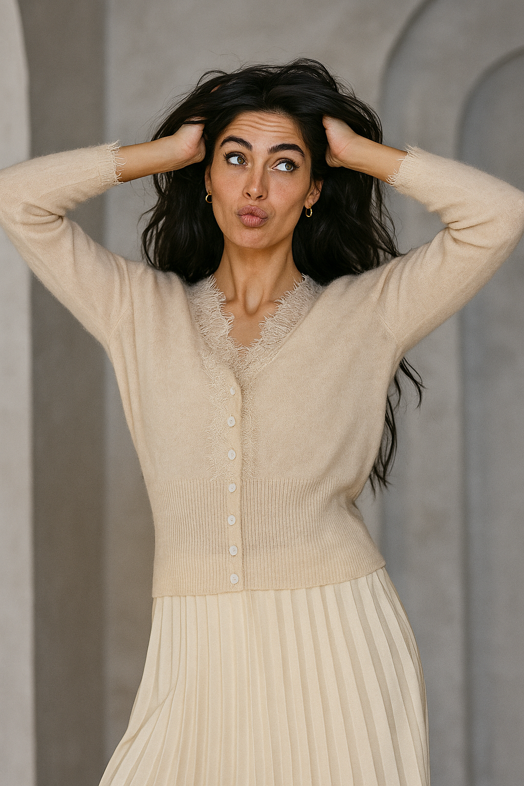 Amelia Cashmere Lace Cardigan